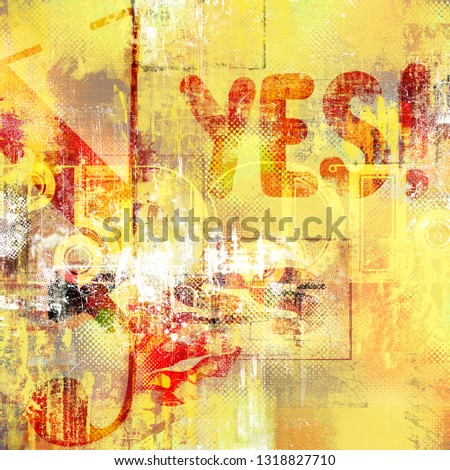 Graphic collage with abstract elements and grunge typo forms