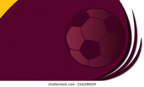 Graphic design about soccer sport,  maroon background, and a soccer ball with low opacity and curved lines as an ornament. - Powered by Shutterstock