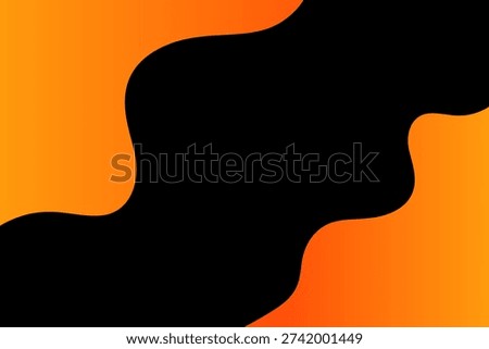 Graphic design element featuring a simple orange color wave on a solid black background