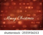 Graphic design for the holiday season, Merry Christmas inscription. Red decoration and old paper texture. Stretted snowflake