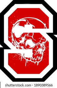 Graphic design image, with letter 'S' and skull