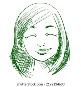 Graphic Drawing Smiling Girl No Background