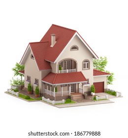 Graphic Illustration Of A Modern House, On White Background