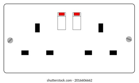 A graphic illustration of A UK dual plug hole for use as an icon, logo or web decoration