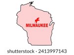 Graphic illustration of Wisconsin with "MILWAUKEE" at the center, representing the GOP RNC event in 2024.