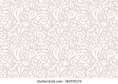 Graphic modern pattern. Abstract pattern in Arabian style. White and neutral texture. Seamless raster background.