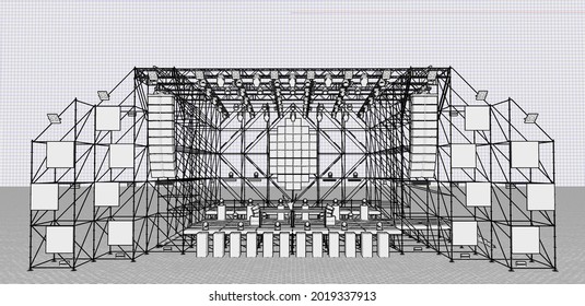 Graphic Representation Of The Stage, Graphics, Motion Design, Stage, Sound, Light, Concert.