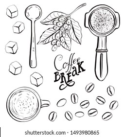 Graphic set of elements Coffee break