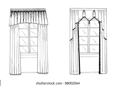 Graphic Sketch, Drapery, Curtain