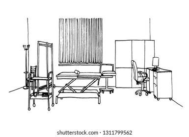 Graphic Sketch, Hospital, Operating Room, Liner.