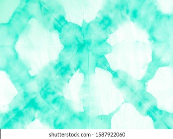 Graphic Textile Decoration. Geometric Art Pattern. Aquamarine Blue Tie Die Pattern Retro Backdrop Banner. Dyed Dirty Art Texture. Green Peru Print. Tie Die Pattern