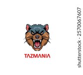 Graphic vector illustration of a cartoon tazmania with an angry expression, this vector tazmania tazmania sticker is very suitable for logos, stickers, wallpapers, backgrounds, cover mascots, etc