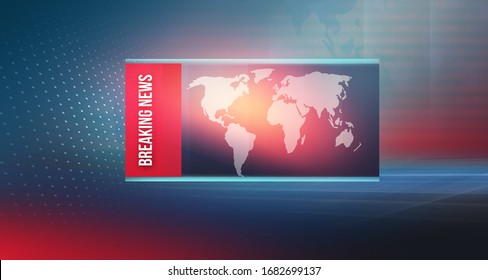 Graphical Abstract Technology Background With Breaking News Frame At Center, High-tech And Modern 3d Studio Space-3d Illustration