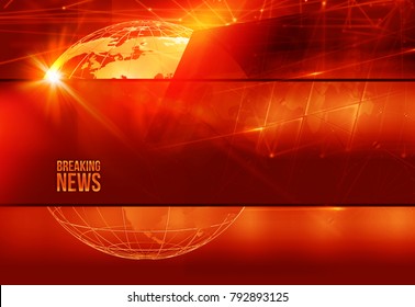 Graphical Breaking News  Red Theme Background With Connection Lines. 