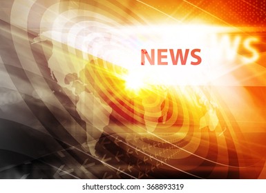 Graphical Digital News Background With World Map And Concenteric Waves Circles