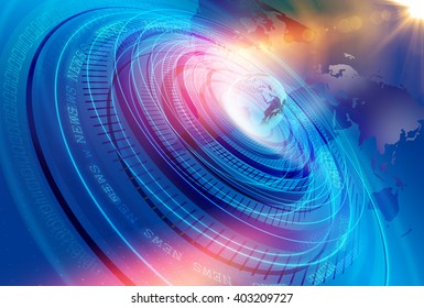 Graphical Modern Digital World News Studio Background, Abstract Digital World with Digital Binary Code Numbers Background .