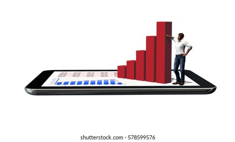 Graphs and chart on tablet pc - Business statistic concept - 3D illustration - Powered by Shutterstock - Get 15% off with code: PIKWIZARD15