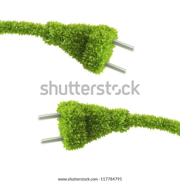 Grass Covered Electrical Plug Renewable Energy Stock Illustration 117784795