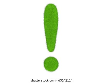 Grass exclamation mark isolated on the white background