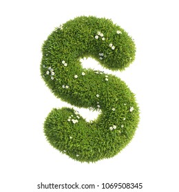 Grass Font 3d Rendering Letter S