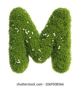 Grass Font 3d Rendering Letter M