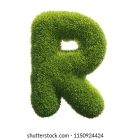 Grass Font 3d Rendering Letter R