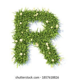 Grass Font Letter R 3D