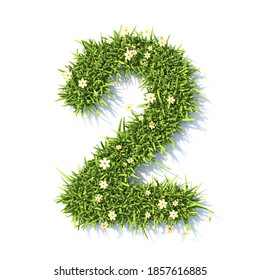 Grass Font Number 2 TWO 3D