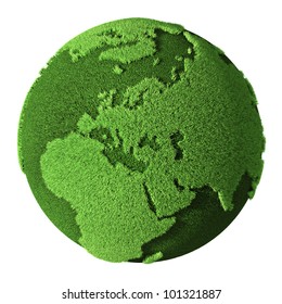 Grass Globe - Europe, isolated on white background. 3d render