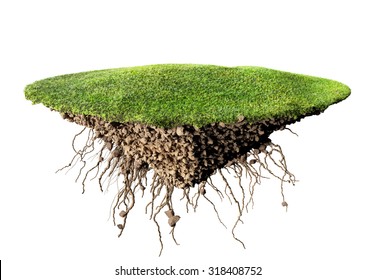 grass island and soil 3D illustration