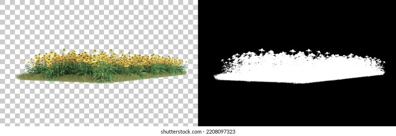 Grass isolated on background with mask. 3d rendering - illustration