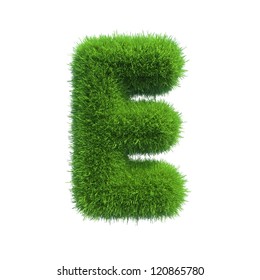 grass letter E isolated on white background