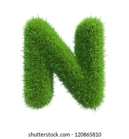 grass letter N isolated on white background