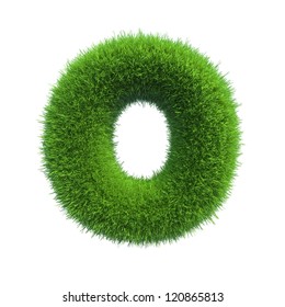 grass letter O isolated on white background
