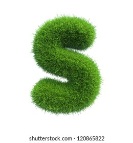 grass letter S isolated on white background