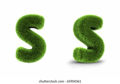 Grass Letter S, Isolated On White Background