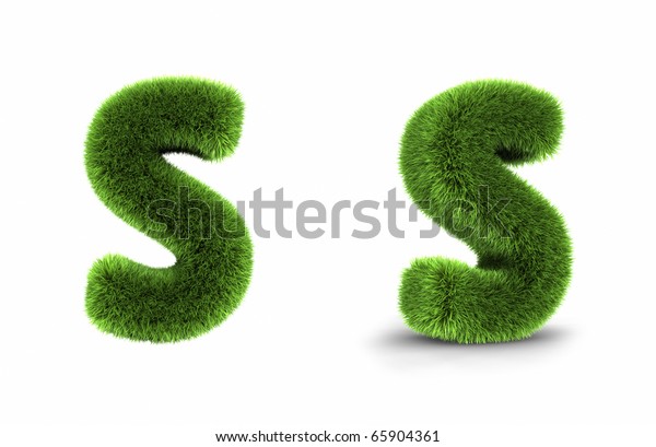 Grass Letter S Isolated On White Stock Illustration 65904361