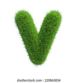 grass letter V isolated on white background