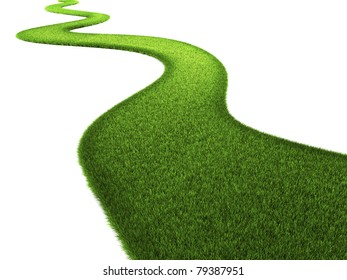 Grass Road On White Background