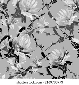 Grass, tea.Seamless pattern on white and colored background.Watercolor.