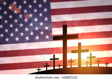 Grave Crosses On Background Flag Usa Stock Illustration 525857125 