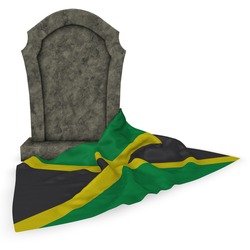 Gravestone And Flag Of Jamaica - 3d Rendering