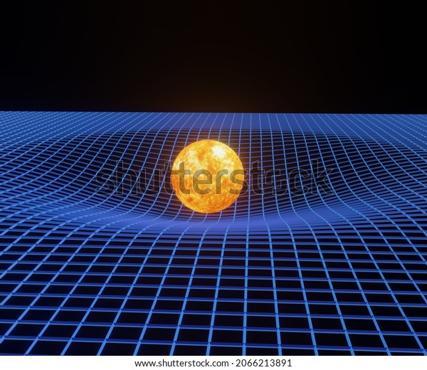 gravitational force from the sun and the planet\
in the space 3d\
rendering