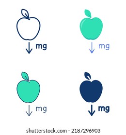 Gravity Force Icon Set In Flat And Line Style. Law Of Physics Symbol. Newton Falling Apple.