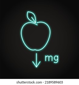 Gravity Force Neon Icon In Line Style. Law Of Physics Symbol. Newton Falling Apple.