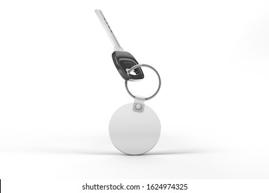 Gravity Key With Circle Key Chain Mockup. 3D Rendering.