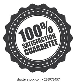 Gray 100% Satisfaction Guarantee Icon, Tag, Label, Badge, Sign, Sticker Isolated On White 