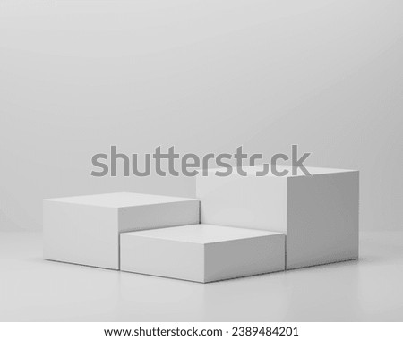 Gray awarding podium in 3d. Stage for the demonstration of cosmetics. Empty podiums. Mockup. Background for product presentation