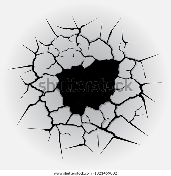 Gray\
background with black cracks and black hole\
inside