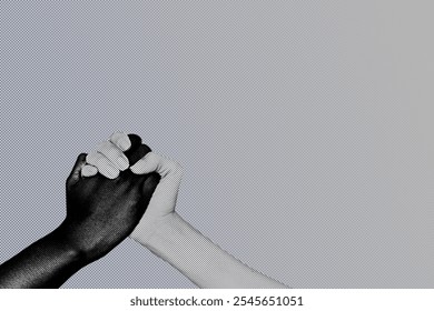 Gray background with a dotted texture, creating a subtle, modern style. The background is gray, adding a sleek, contemporary feel. Diverse hands, diversity background. Gray background.